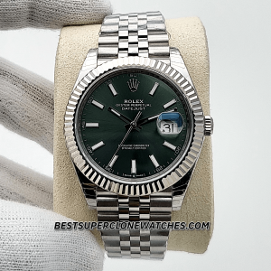 Rolex Datejust Oystersteel and White Gold Mint Green Dial 3235 Swiss Super Clone Watch Ref-126334