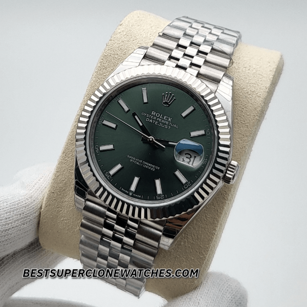 Rolex Datejust Oystersteel and White Gold Mint Green Dial 3235 Swiss Super Clone Watch Ref-126334 - Image 2