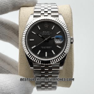 Rolex Datejust Oystersteel and White Gold Bright Black Dial 3235 Swiss Super Clone Watch Ref-126334