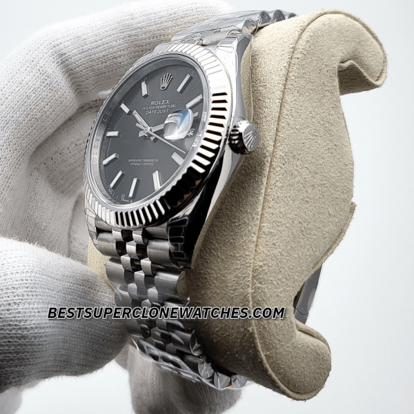 Rolex Datejust Oystersteel and White Gold Bright Black Dial 3235 Swiss Super Clone Watch Ref-126334 - Image 4