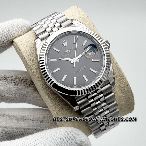 Rolex Datejust Oystersteel and White Gold Bright Black Dial 3235 Swiss Super Clone Watch Ref-126334 - Image 3