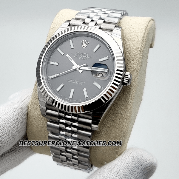Rolex Datejust Oystersteel and White Gold Bright Black Dial 3235 Swiss Super Clone Watch Ref-126334 - Image 2