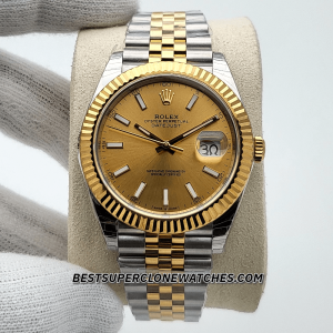 Rolex Datejust Oystersteel and Yellow Gold Champagne-Colour Dial 3235 Swiss Super Clone Watch Ref-126333