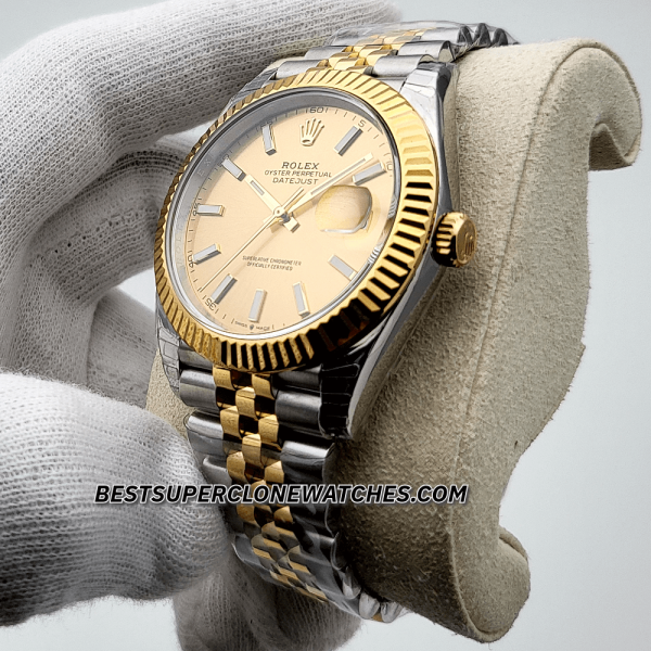Rolex Datejust Oystersteel and Yellow Gold Champagne-Colour Dial 3235 Swiss Super Clone Watch Ref-126333 - Image 4