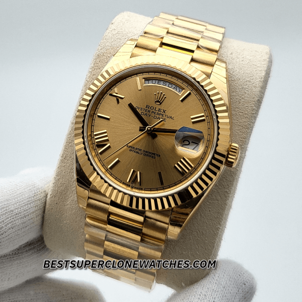 Rolex Day-Date 18kt Yellow Gold Champagne-colour Dial 3255 Swiss Super Clone Watch Ref-228238 - Image 2