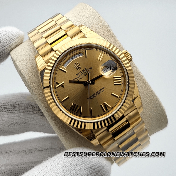 Rolex Day-Date 18kt Yellow Gold Champagne-colour Dial 3255 Swiss Super Clone Watch Ref-228238 - Image 3