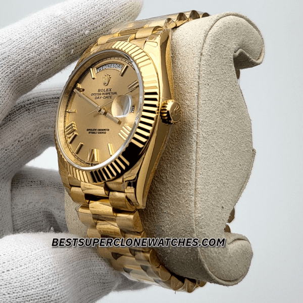 Rolex Day-Date 18kt Yellow Gold Champagne-colour Dial 3255 Swiss Super Clone Watch Ref-228238 - Image 4