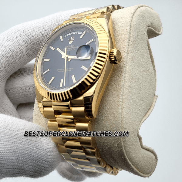 Rolex Day-Date 18kt Yellow Gold Bright Black Dial 3255 Swiss Super Clone Watch Ref-228238 - Image 4