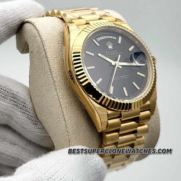 Rolex Day-Date 18kt Yellow Gold Bright Black Dial 3255 Swiss Super Clone Watch Ref-228238 - Image 5
