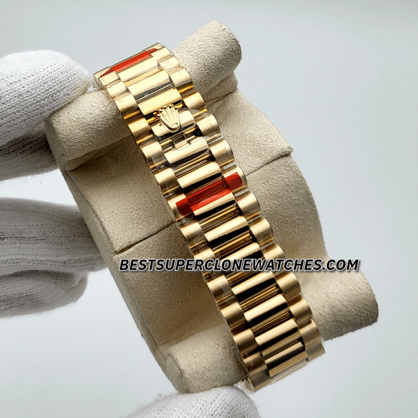 Rolex Day-Date 18kt Yellow Gold Bright Black Dial 3255 Swiss Super Clone Watch Ref-228238 - Image 6