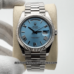 Rolex Day-Date Platinum Ice Blue Dial 3255 Swiss Super Clone Watch Ref-228236