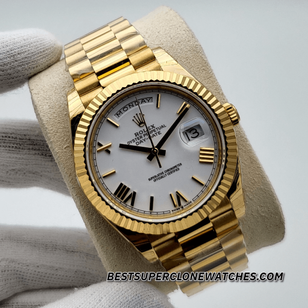 Rolex Day-Date 18kt Yellow Gold White Dial 3255 Swiss Super Clone Watch Ref-228238 - Image 3