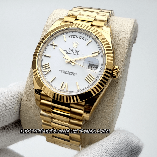 Rolex Day-Date 18kt Yellow Gold White Dial 3255 Swiss Super Clone Watch Ref-228238 - Image 2