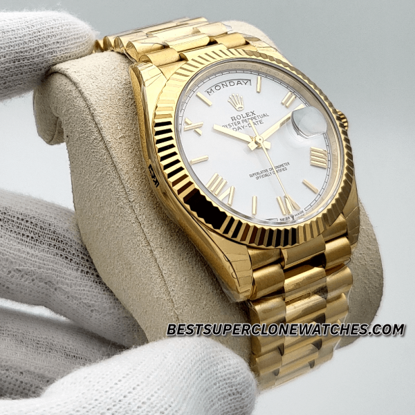 Rolex Day-Date 18kt Yellow Gold White Dial 3255 Swiss Super Clone Watch Ref-228238 - Image 5