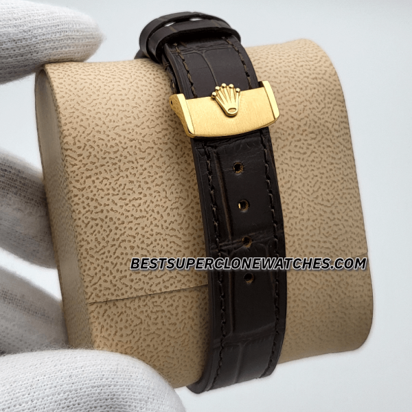 Rolex 1908 18kt Yellow Gold Intense White Dial Alligator Strap 7140 Swiss Super Clone Watch Ref-52508 - Image 4