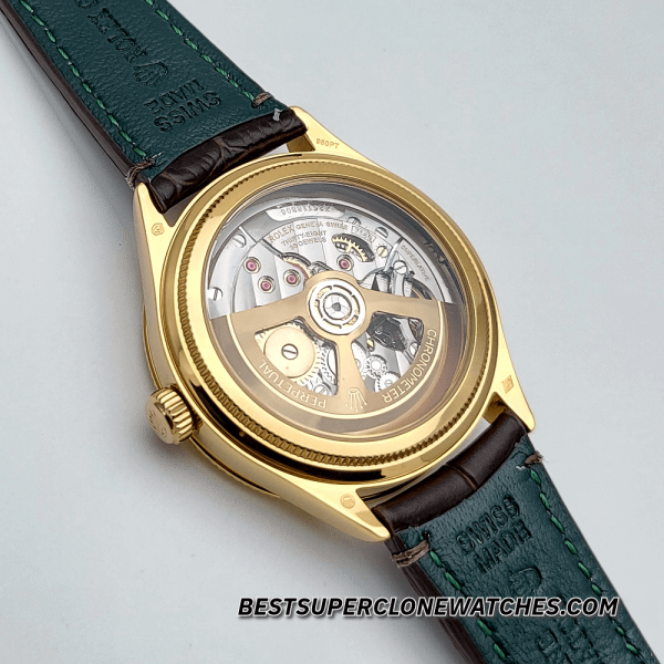 Rolex 1908 18kt Yellow Gold Intense White Dial Alligator Strap 7140 Swiss Super Clone Watch Ref-52508 - Image 5