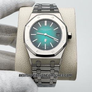 Audemars Piguet Royal Oak Jumbo Extra-Thin Platinum Smoked Green Dial 2121 Swiss Super Clone Watch Ref-15202PT.OO.1240PT.01