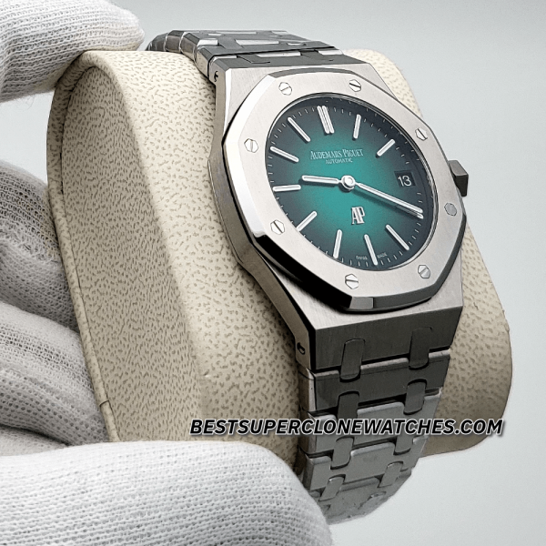 Audemars Piguet Royal Oak Jumbo Extra-Thin Platinum Smoked Green Dial 2121 Swiss Super Clone Watch Ref-15202PT.OO.1240PT.01 - Image 3