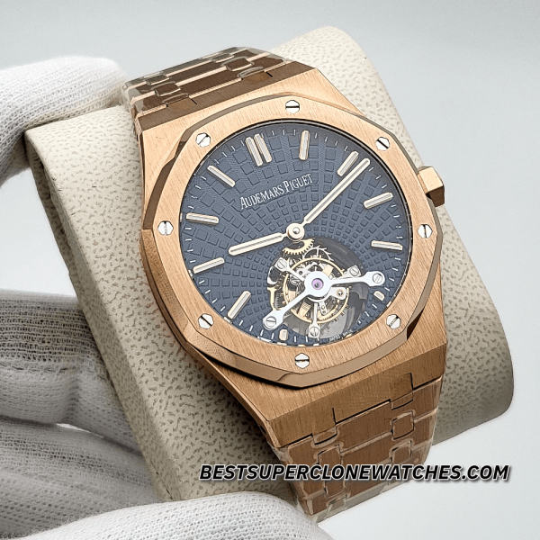 Audemars Piguet Royal Oak Tourbillon Pink Gold Blue Sunray Dial 2924 Swiss Super Clone Watch - Image 3