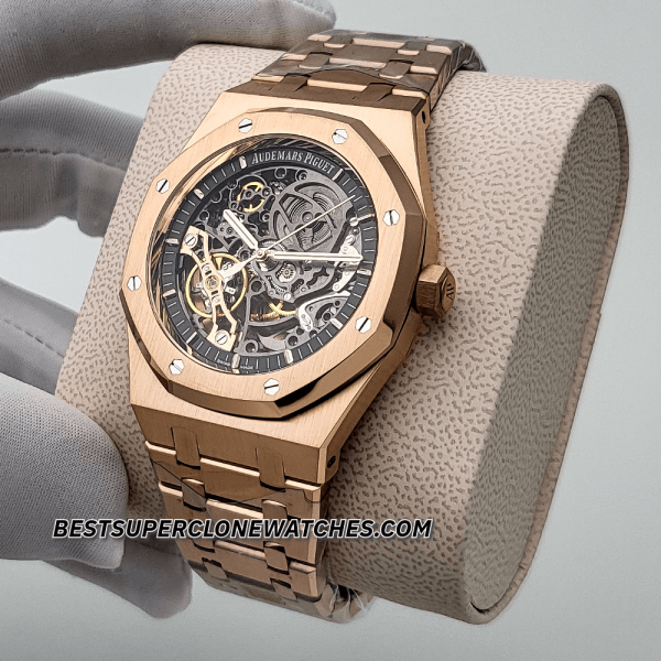 Audemars Piguet Royal Oak Double Balance Wheel Openworked 18kt Rose Gold 3132 Swiss Super Clone Watch Ref-15407OR.OO.1220OR.01 - Image 2