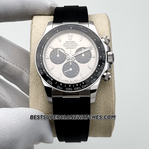 Rolex Daytona 18kt White Gold Oysterflex Steel Dial 4131 Swiss Super Clone Watch Ref-126519LN