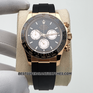 Rolex Daytona 18kt Everose Gold Oysterflex Bright Black and Sundust Dial 4131 Swiss Super Clone Watch Ref-126515LN