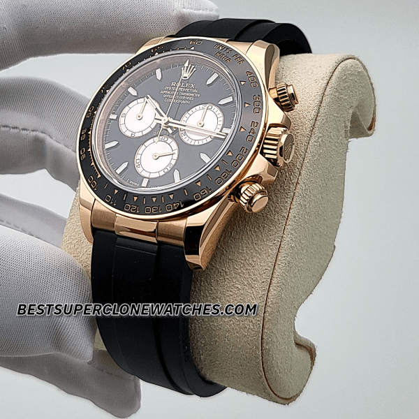 Rolex Daytona 18kt Everose Gold Oysterflex Bright Black and Sundust Dial 4131 Swiss Super Clone Watch Ref-126515LN - Image 2