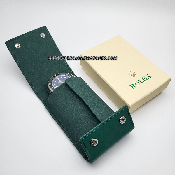 Rolex Green Watch Case Travel Pouch Soft Leather Protection - Image 2