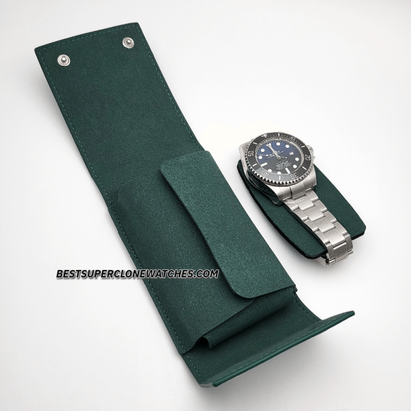 Rolex Green Watch Case Travel Pouch Soft Leather Protection - Image 3