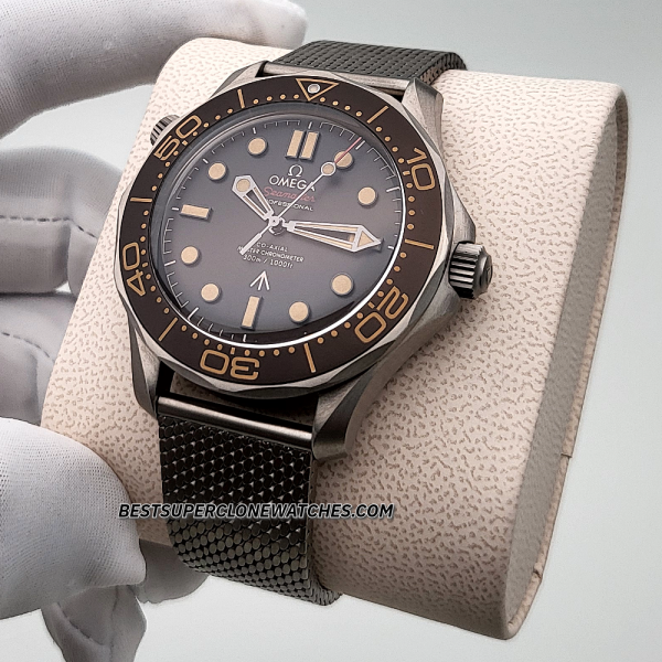 Omega Seamaster Diver 300M James Bond 007 Edition No Time to Die Titanium On Titanium Brown Dial 8806 Swiss Super Clone Watch + Nato Strap Ref-210.90.42.20.01.001 - Image 2