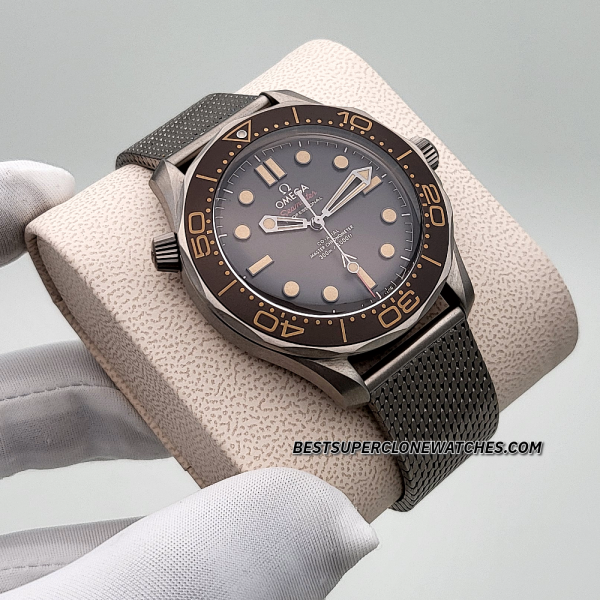 Omega Seamaster Diver 300M James Bond 007 Edition No Time to Die Titanium On Titanium Brown Dial 8806 Swiss Super Clone Watch + Nato Strap Ref-210.90.42.20.01.001 - Image 3
