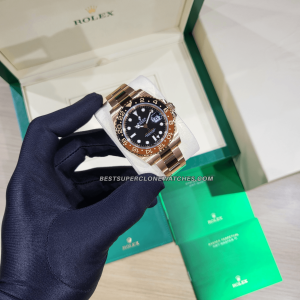 Rolex GMT Master II Everose Gold 3285 Swiss Super Clone Watch Ref-126715CHNR
