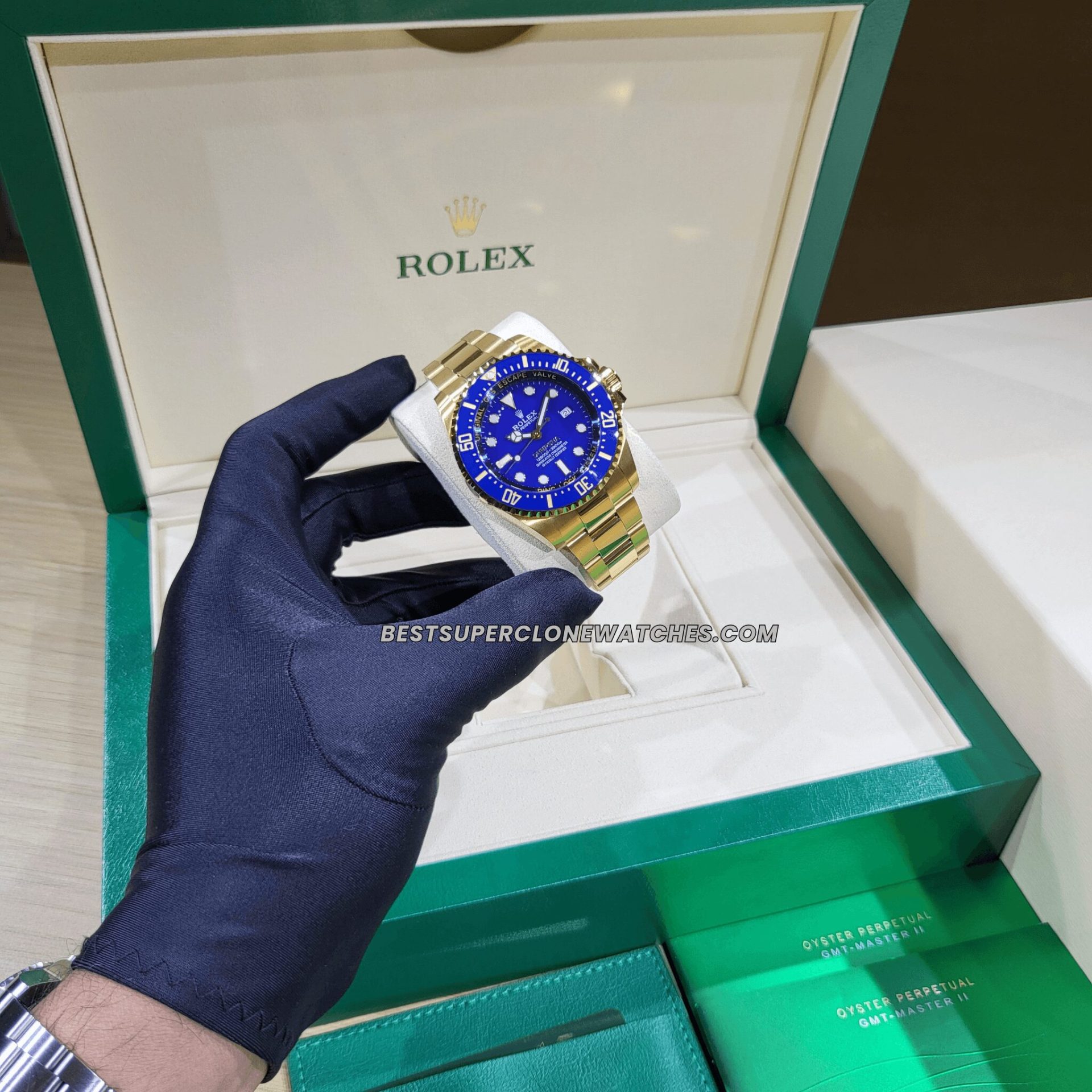yellow gold Rolex Deepsea fake clone