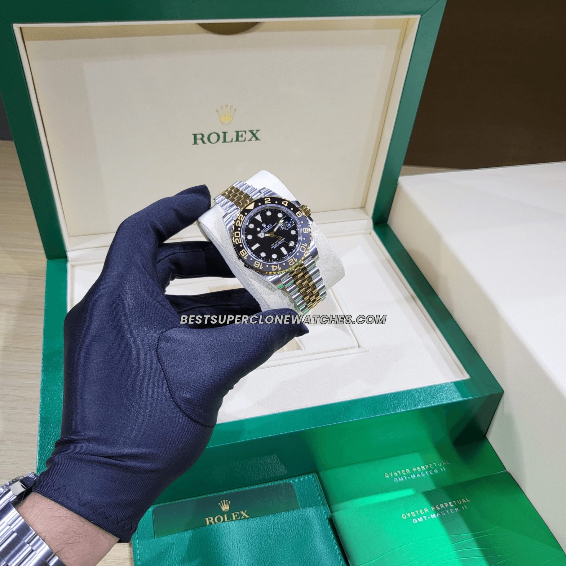 rolex gmt master ii oystersteel yellow gold clone