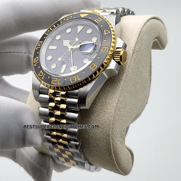 Rolex GMT Master II Oystersteel and Yellow Gold Black Dial 3285 Swiss Super Clone Watch Ref-126713GRNR - Image 2