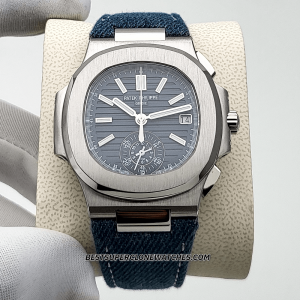 Patek Philippe Nautilus White Gold Opaline Blue-Gray Dial CH 28-520 C/522 Swiss Super Clone Watch Ref-5980/60G-001