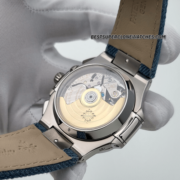 Patek Philippe Nautilus White Gold Opaline Blue-Gray Dial CH 28-520 C/522 Swiss Super Clone Watch Ref-5980/60G-001 - Image 5
