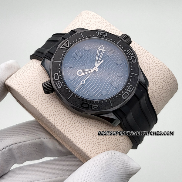 Omega Seamaster Diver 300M Black Ceramic On Rubber Strap Black Dial 8806 Swiss Super Clone Watch Ref-210.92.44.20.01.003 - Image 3