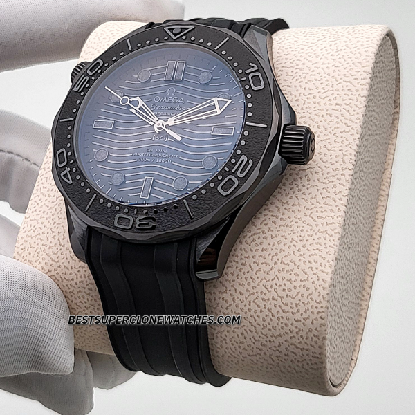 Omega Seamaster Diver 300M Black Ceramic On Rubber Strap Black Dial 8806 Swiss Super Clone Watch Ref-210.92.44.20.01.003 - Image 2