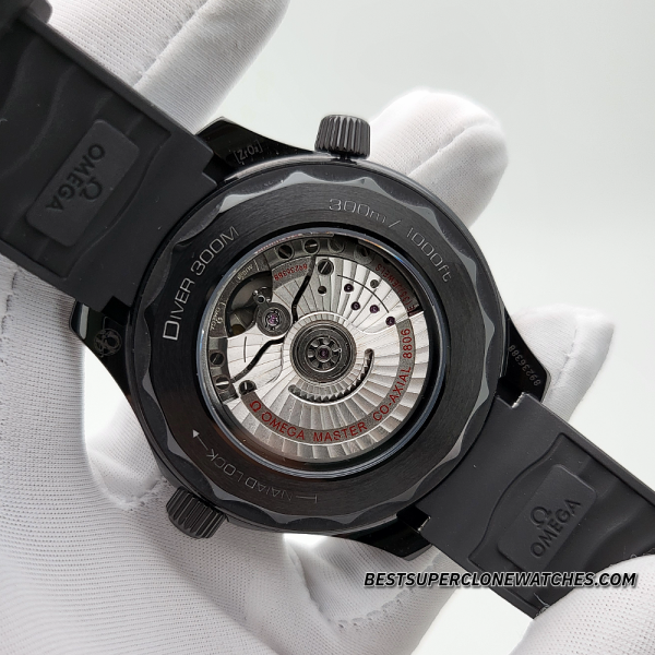 Omega Seamaster Diver 300M Black Ceramic On Rubber Strap Black Dial 8806 Swiss Super Clone Watch Ref-210.92.44.20.01.003 - Image 5