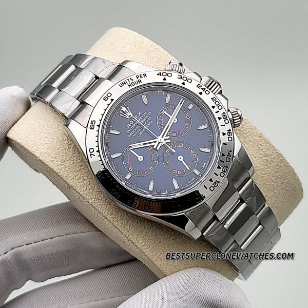 Rolex Cosmograph Daytona White Gold Bright Blue Dial 4131 Swiss Super Clone Watch Ref-126509 - Image 3