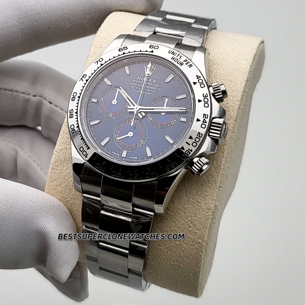 Rolex Cosmograph Daytona White Gold Bright Blue Dial 4131 Swiss Super Clone Watch Ref-126509 - Image 2