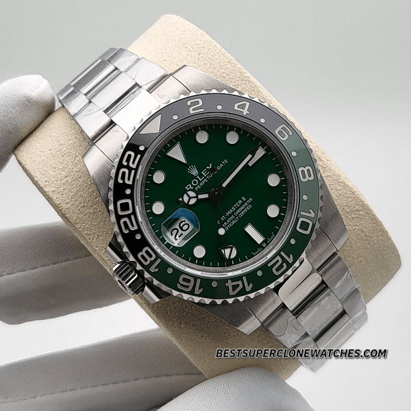 Rolex GMT Master II White Gold Left-Hand Green Ceramic Dial 3285 Swiss Super Clone Watch Ref-126729VTNR - Image 3