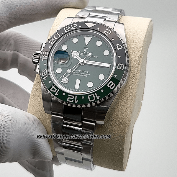 Rolex GMT Master II White Gold Left-Hand Green Ceramic Dial 3285 Swiss Super Clone Watch Ref-126729VTNR - Image 2