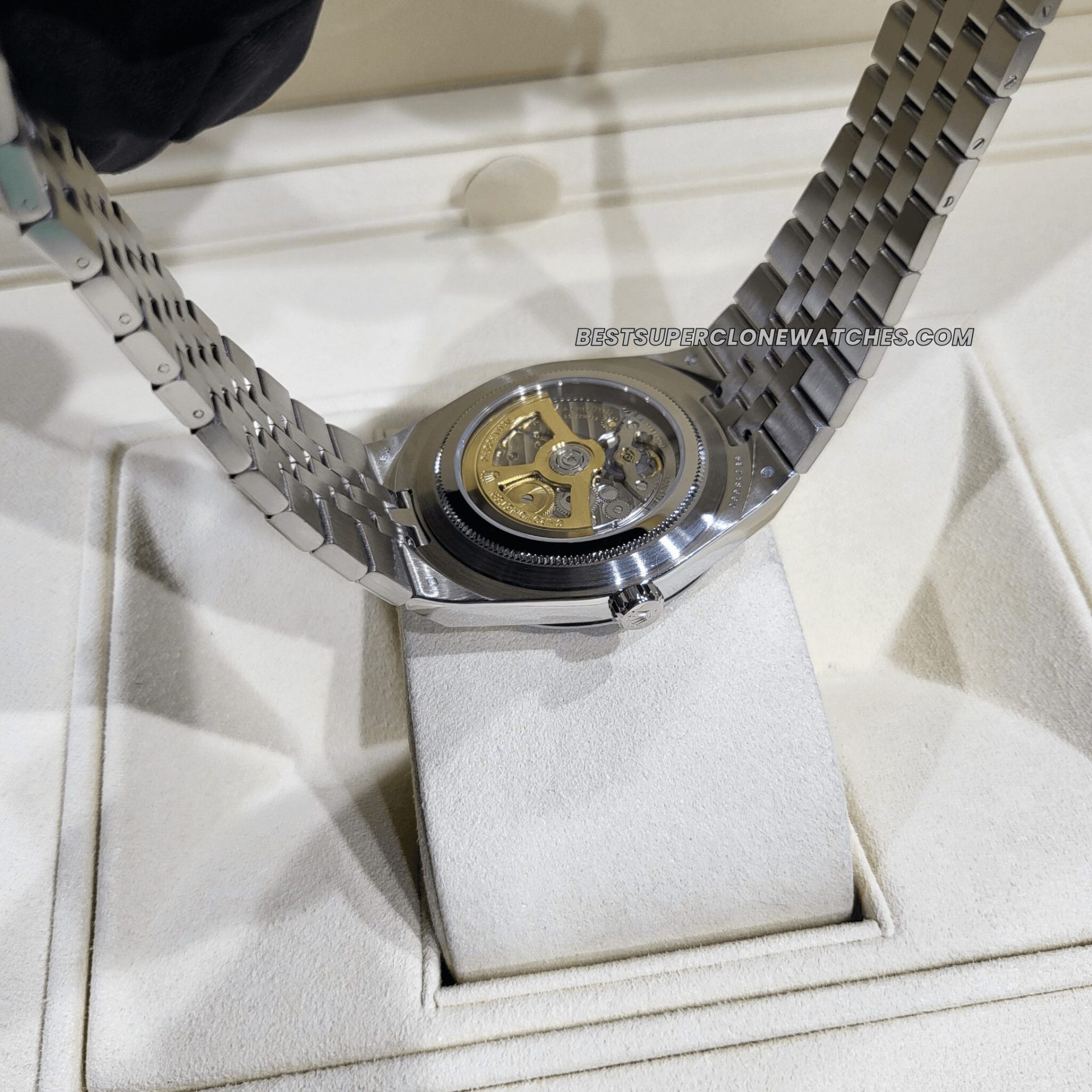 Rolex Land-Dweller 40mm Platinum Ice Blue Honeycomb Motif Dial 7135 Swiss Super Clone Watch Ref-127336 (5)