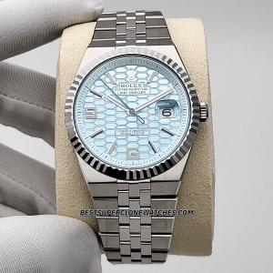 Rolex Land-Dweller 40mm Platinum Ice Blue Honeycomb Motif Dial 7135 Swiss Super Clone Watch Ref-127336