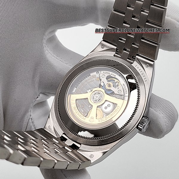 Rolex Land-Dweller 40mm Platinum Ice Blue Honeycomb Motif Dial 7135 Swiss Super Clone Watch Ref-127336 - Image 5