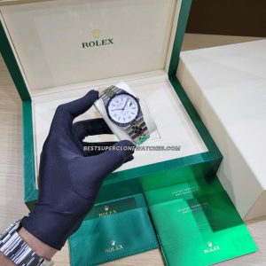 Rolex Land-Dweller Oystersteel and White Gold Intense White Honeycomb Motif Dial 7135 Swiss Super Clone