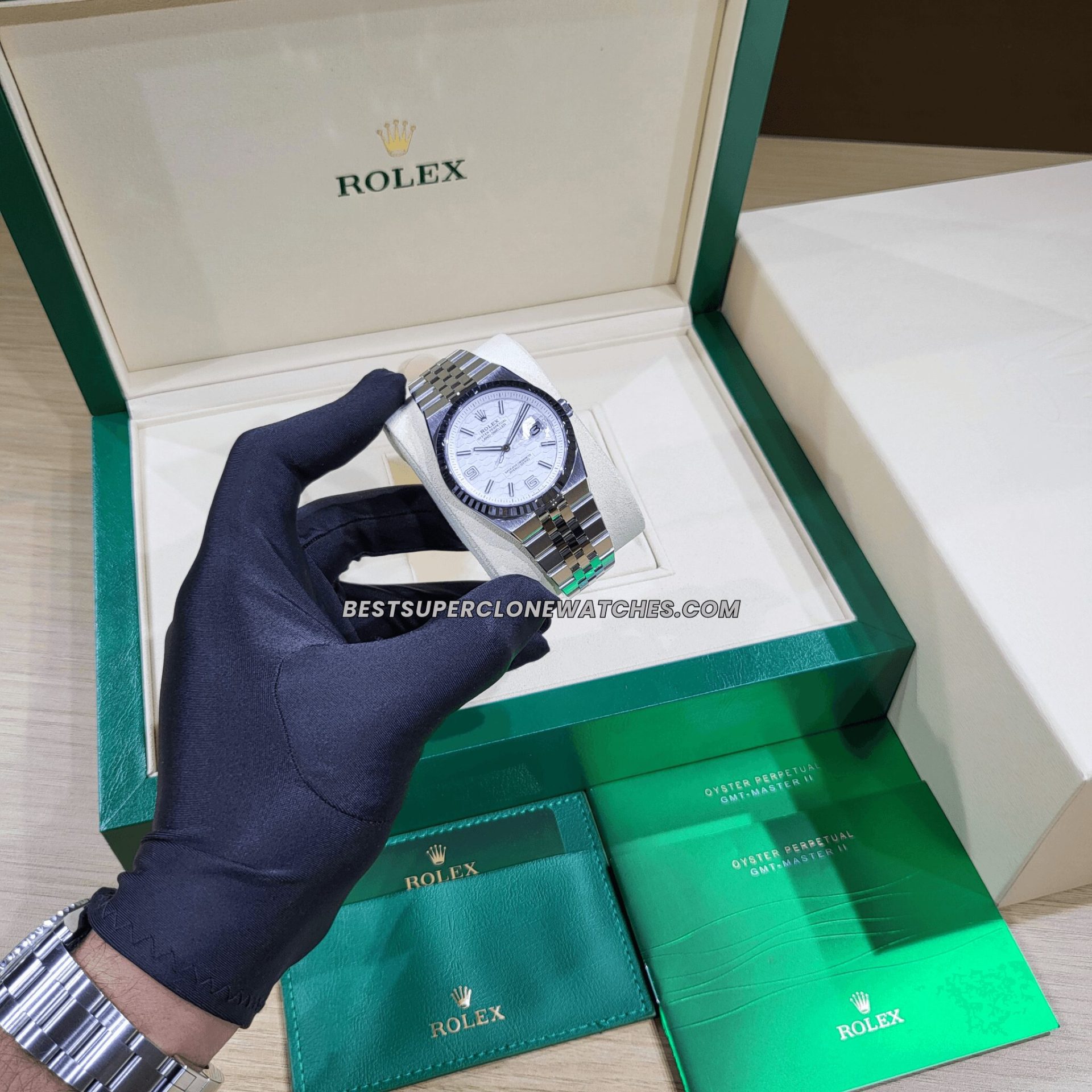 Rolex Land-Dweller Oystersteel and White Gold Intense White Honeycomb Motif Dial 7135 Swiss Super Clone