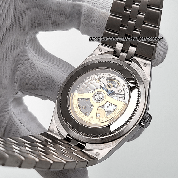 Rolex Land-Dweller Oystersteel and White Gold Intense White Honeycomb Motif Dial 7135 Swiss Super Clone Watch Ref-127334 - Image 5